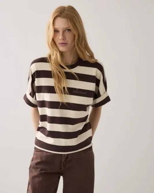 Hovedbilde Summum Stripy jersey top, coffee