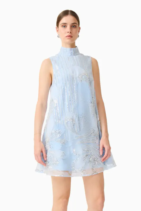 Elliat Annabelle embellished shift mini dress in blue