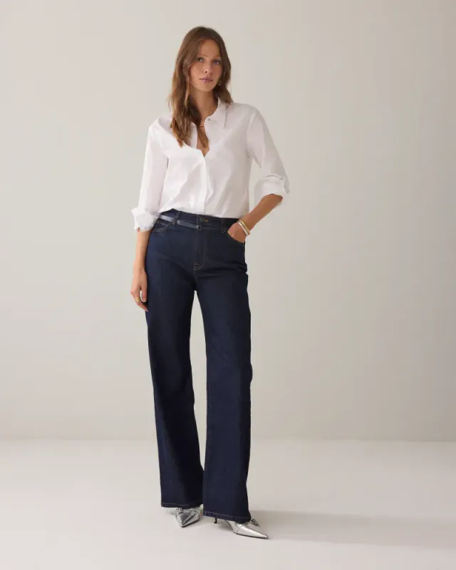 Summum, wide-leg stretch jeans, dark blue