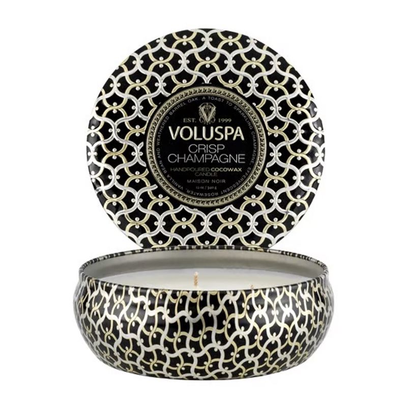 Voluspa three wick tin candle, Crisp Champagne