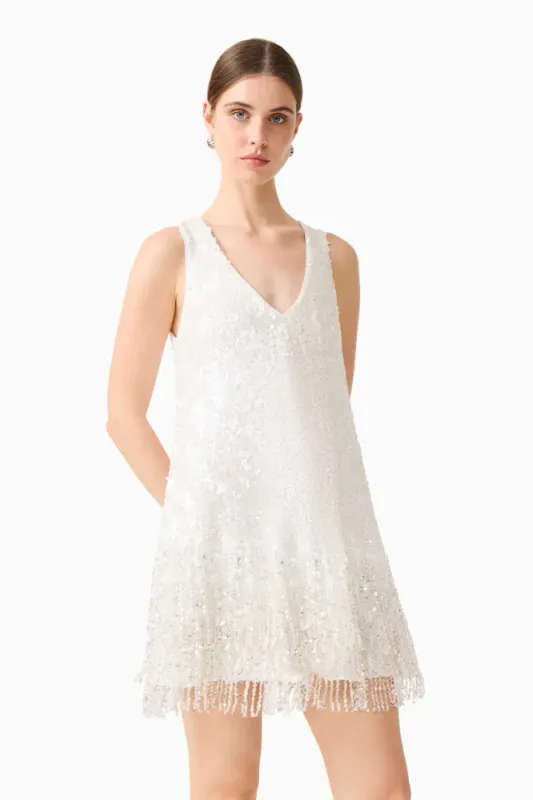 Elliat Alessia embelished shift mini dress in white