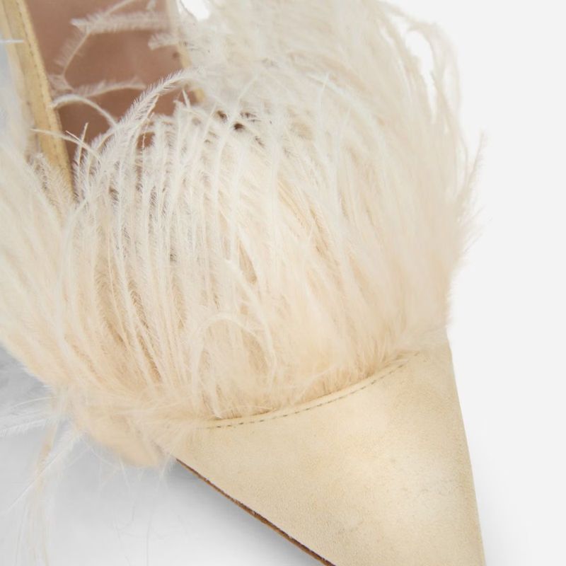 Gianna Meliani, kyoto piumo heels; Fargene nude,pink og yellow