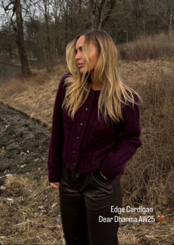 Dear Dharma, Edge Cardigan, brun og naturhvit