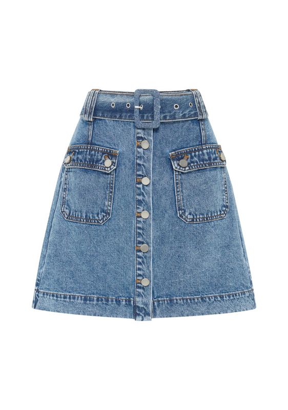 Mos, Aveline denim mini skjørt, denimblå