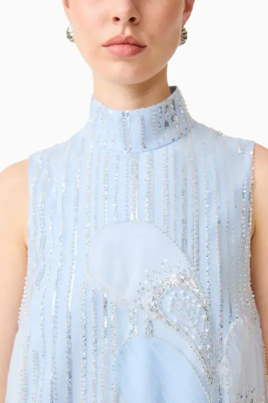 Elliat Annabelle embellished shift mini dress in blue