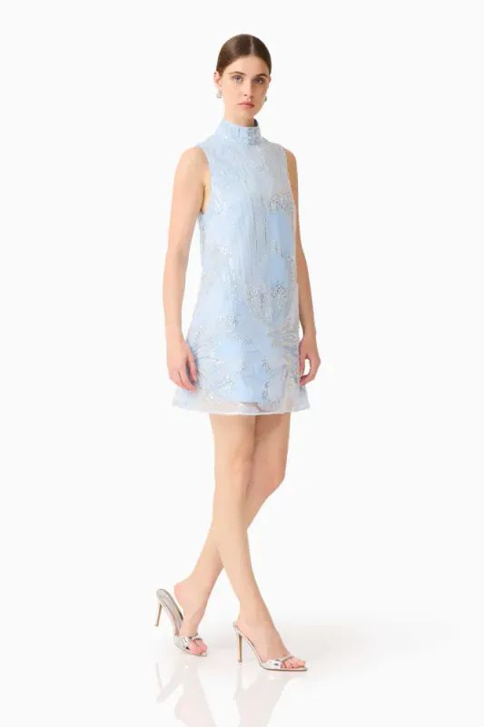 Elliat Annabelle embellished shift mini dress in blue