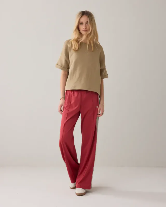 Summum, top short sleeve sweat, bringebærrød eller beige