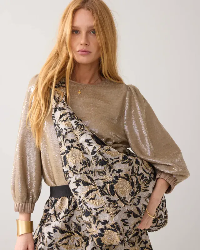 Summum jacquard bag, naturhvit med mønster