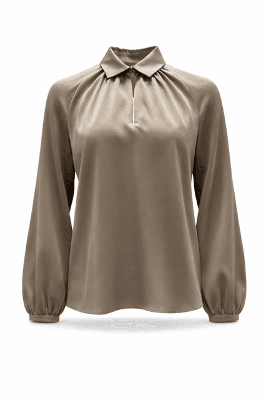 Amuse Hilde silkebluse, beige eller brun