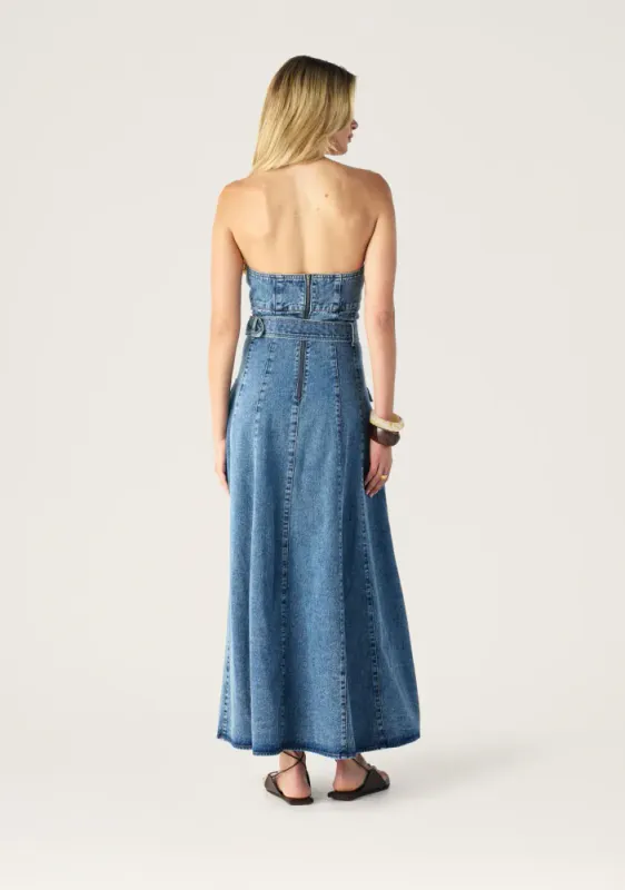 Mos, Aveline denim strapless dress, denimblå