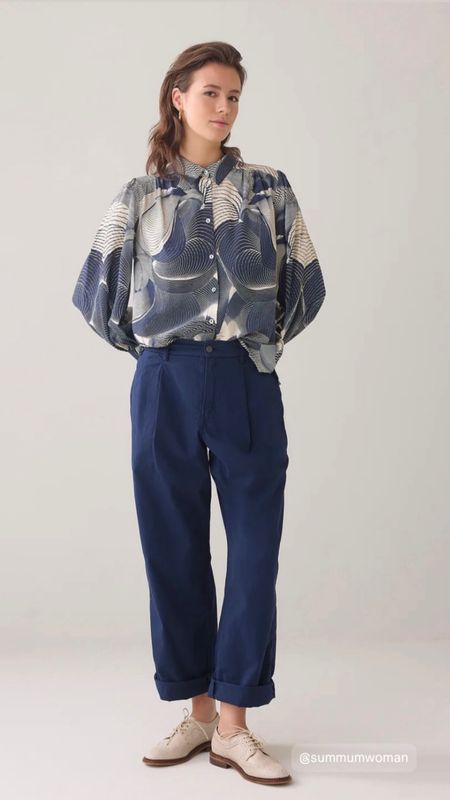 Summum crispy cotton chinos, navy og beige