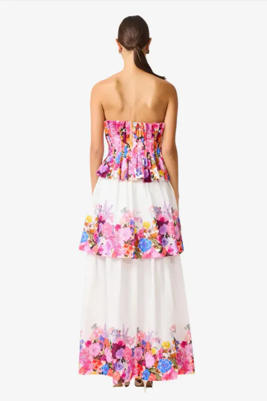 Elliat Alice tiered gown in ombre floral, multicolor