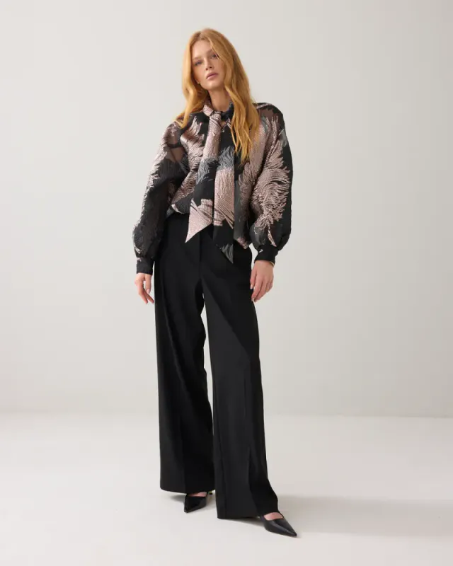 Summum jacquard top bow, flerfarget